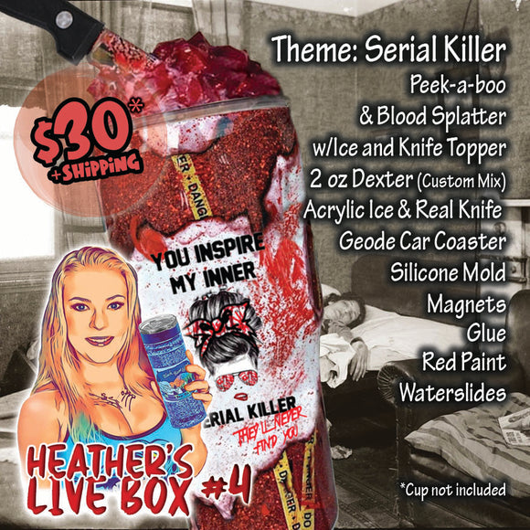 Heather's Live Box #4 - Serial Killer Peek-a-boo & Blood Splatter with Ice and Knife Topper